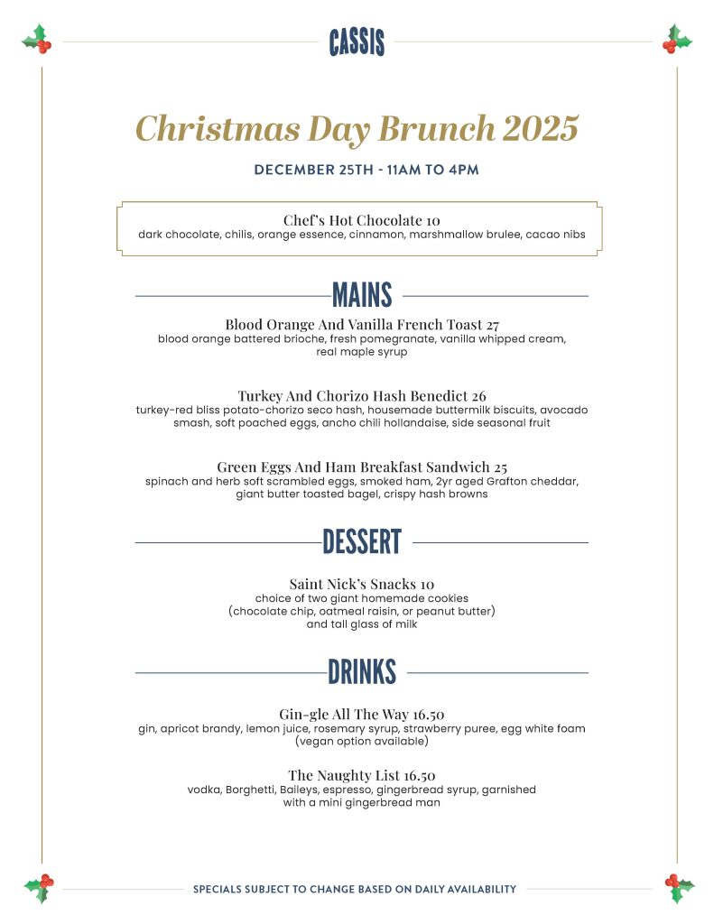 Cassis Menu Holiday Brunch 2025 8.5x11